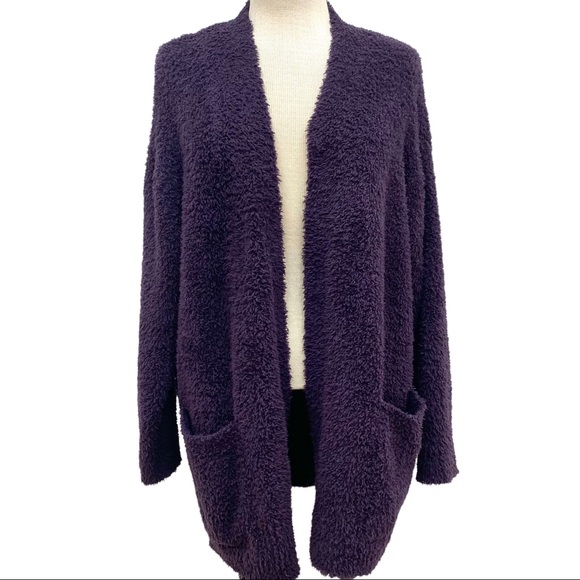 BAREFOOT DREAMS Cozy Chic Oversized Open Front Cardigan in Purple - Picture 2 of 10